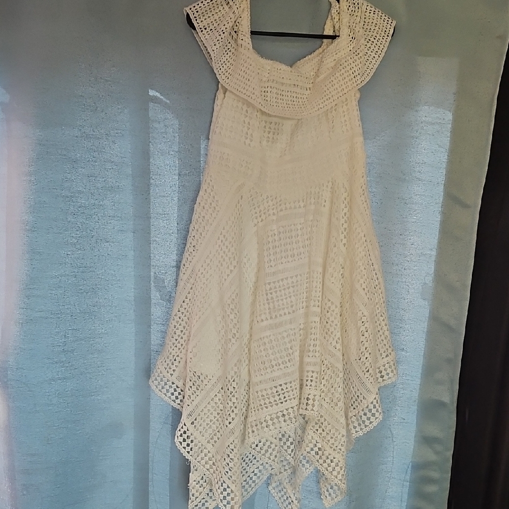 Elegant Asymmetrical White Lace Dress